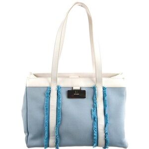 kate spade light blue and white tote with blue trim